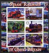 Eritrea 2003 Steam Locomotives of Great Britain imperf sheetlet containing 6 values unmounted mint