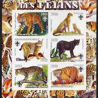 Benin 2003 Wild Cats imperf sheetlet containing 6 values each with Scouts Logo, unmounted mint