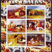 Ivory Coast 2003 Paintings of Dogs imperf sheetlet containing set of 6 values each with Scouts Logo, unmounted mint