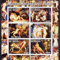 Benin 2003 Nude Paintings from the Prado National Museum imperf sheetlet containing 6 values unmounted mint (showing works by Titian x 2, Rubens x 2, Reni & Carracci)