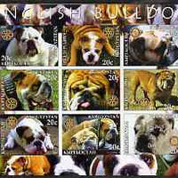 Kyrgyzstan 2004 Dogs - English Bulldog imperf sheetlet containing 9 values each with Rotary logo unmounted mint