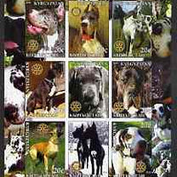 Kyrgyzstan 2004 Dogs - Great Dane imperf sheetlet containing 9 values each with Rotary logo unmounted mint