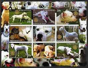 Kyrgyzstan 2004 Dogs - Dogo Argentino imperf sheetlet containing 9 values each with Rotary logo unmounted mint