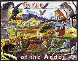 Kyrgyzstan 2004 Fauna of the World - Andes imperf sheetlet containing 6 values unmounted mint