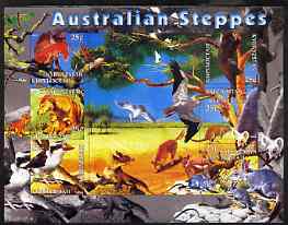 Kyrgyzstan 2004 Fauna of the World - Australian Steppes imperf sheetlet containing 6 values unmounted mint