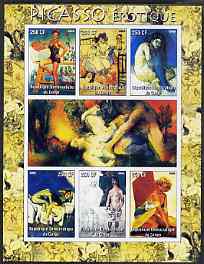 Congo 2005 Picasso - Erotic Art imperf sheetlet containing set of 6 values unmounted mint