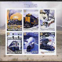 Benin 2003 Old Trains #2 imperf sheetlet containing set of 6 values each with Rotary Logo, unmounted mint