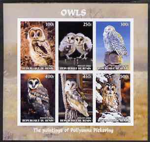 Benin 2003 Owls #1 imperf sheetlet containing 6 values unmounted mint
