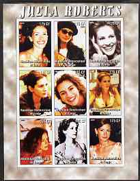 Congo 2005 Julia Roberts imperf sheetlet containing 9 values unmounted mint