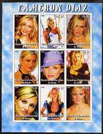 Congo 2005 Cameron Diaz #1 imperf sheetlet containing 9 values unmounted mint