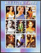 Congo 2005 Jennifer Lopez #1 imperf sheetlet containing 9 values unmounted mint