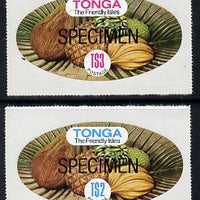 Tonga 1978 Mixed Fruit high value self-adhesive defs (T$2 & T$3) each opt'd SPECIMEN, as SG 689a & b unmounted mint*