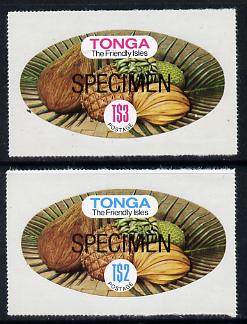 Tonga 1978 Mixed Fruit high value self-adhesive defs (T$2 & T$3) each opt'd SPECIMEN, as SG 689a & b unmounted mint*