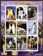 Congo 2004 Penguins imperf sheetlet containing 9 values each with Scout Logo unmounted mint