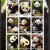 Congo 2004 Pandas imperf sheetlet containing 9 values each with Scout Logo unmounted mint