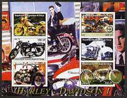 Congo 2004 Harley Davidson #1 imperf sheetlet containing 6 values (with Elvis in background) unmounted mint