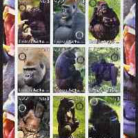 Eritrea 2003 Gorillas imperf sheetlet containing set of 9 values each with Rotary Logo unmounted mint