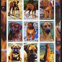Eritrea 2003 Dogs - Rhodesian Ridgeback imperf sheetlet containing set of 9 values each with Rotary Logo unmounted mint