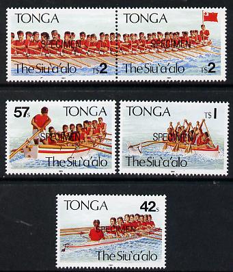 Tonga 1991 Rowing Festival set of 5 opt'd SPECIMEN, as SG 1148-52 unmounted mint