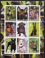 Benin 2003 Dogs #1 - Ridgebacks imperf sheetlet containing set of 9 values each with Scouts Logo unmounted mint