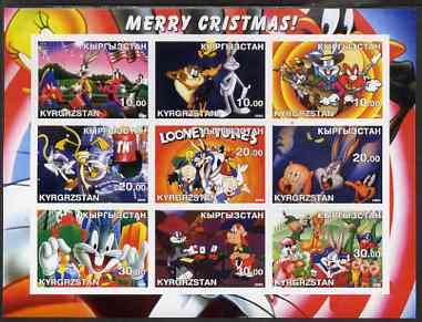 Kyrgyzstan 2002 Looney Tunes Merry Christmas #2 imperf sheetlet containing 9 values unmounted mint