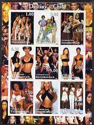 Tadjikistan 2002 Destiny's Child (Pop Group) imperf sheetlet containing 9 values unmounted mint