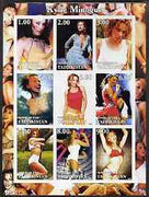 Tadjikistan 2002 Kylie Minogue imperf sheetlet containing 9 values unmounted mint