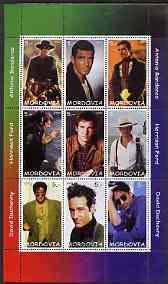 Mordovia Republic 2000 Movie Stars perf sheetlet containing 9 values unmounted mint (Antonio Banderas, Harrison Ford & David Duchovny)