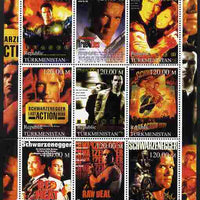 Turkmenistan 2000 History of the Cinema - Arnold Schwarzenegger perf sheetlet containing 9 values unmounted mint. Note this item is privately produced and is offered purely on its thematic appeal