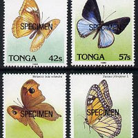 Tonga 1989 Butterflies set of 4 opt'd SPECIMEN unmounted mint, as SG 1036-39