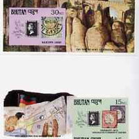 Bhutan 1990 150th Anniversary of Penny Black - Berlin Wall & the Baster, Saxony imperf m/sheets mounted in Folder entitled 'Your Proofs from the House of Questa', ex Government archives
