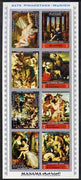 Manama 1972 Paintings from the Old Pinakothek imperf sheetlet containing 8 values unmounted mint Mi 1248-55B