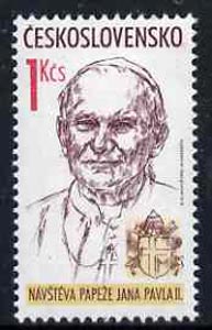 Czechoslovakia 1990 Papal Visit (Pope Jean Paul II) 1k unmounted mint, SG3021