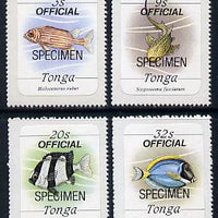Tonga 1988 Marine Life (Fish) self-adhesive 4 values (3s, 9s, 20s & 32s) opt'd Official additionally opt'd SPECIMEN, between SG O222 & O231 unmounted mint