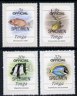 Tonga 1988 Marine Life (Fish) self-adhesive 4 values (3s, 9s, 20s & 32s) opt'd Official additionally opt'd SPECIMEN, between SG O222 & O231 unmounted mint