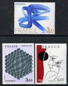 France 1977 Philatelic Creations - works of art by modern artists set of 3,unmounted mint, SG 2176-78