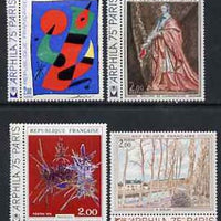 France 1974 'Arphila 75' Stamp Exhibition - French Art set of 4 with narrow tabs unmounted mint, SG2033-36