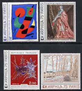 France 1974 'Arphila 75' Stamp Exhibition - French Art set of 4 with narrow tabs unmounted mint, SG2033-36