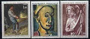 France 1971 French Art set of 3 unmounted mint, SG1908-1910