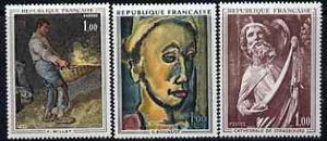 France 1971 French Art set of 3 unmounted mint, SG1908-1910