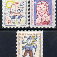 Czechoslovakia 1958 inauguration of UNESCO HQ set of 3 children's paintings unmounted mint, SG1063-65