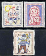 Czechoslovakia 1958 inauguration of UNESCO HQ set of 3 children's paintings unmounted mint, SG1063-65