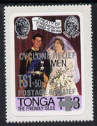 Tonga 1982 Cyclone Relief opt on self-adhesive R Wedding opt'd SPECIMEN, as SG 808 (gutter pairs pro rata) unmounted mint