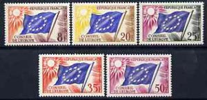 France - Council of Europe 1958 Council Flag set of 5 unmounted mint, SG C2-C6