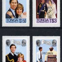 Tonga 1981 Royal Wedding Treaty of Friendship self-adhesive set of 4 opt'd SPECIMEN, as SG 785-88 (blocks or gutter pairs pro rata) unmounted mint