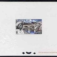 Madagascar 1952 Antsirabe Viaduct 100f epreuve de luxe sheet in issued colours, as SG326