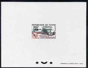 Chad 1965 ITU Centenary 100f Telegraph Apparatus epreuve de luxe sheet in issued colours, as SG137