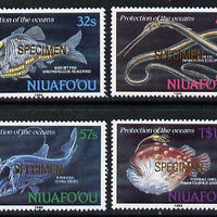 Tonga - Niuafo'ou 1989 Fishes of the Deep set of 4 opt'd SPECIMEN, as SG 113-16 unmounted mint