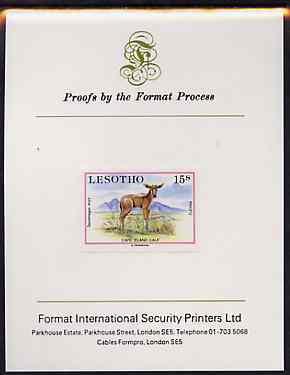 Lesotho 1984 Eland Calf 15s (from Baby Animals issue) imperf proof mounted on Format International proof card, as SG 611