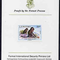 Lesotho 1984 Chacma Baboons 20s (from Baby Animals issue) imperf proof mounted on Format International proof card, as SG 612